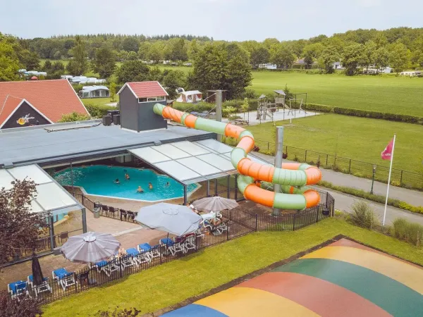 Top view of the swimming pool at Roan camping 't Veld.